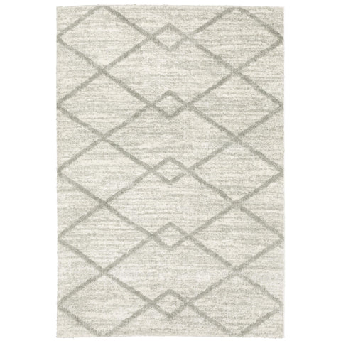 Oriental Weavers Verona Area Rug - 143W6-6'7" x 9'6" - in Ivory/Grey - Plush Soft Shag, Modern Style, Stain Resistant, Cushion Feel, Dining, Living Room Rug