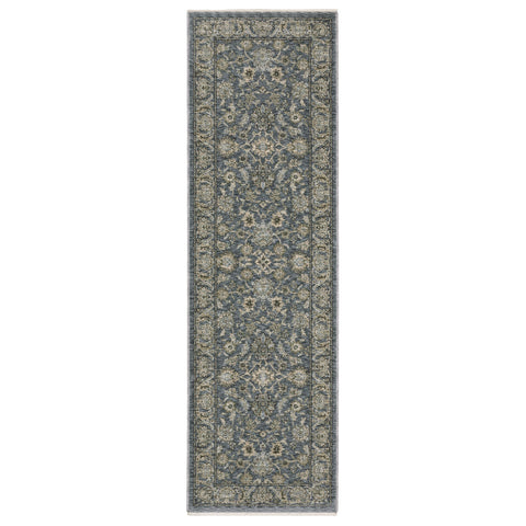 Oriental Weavers Aberdeen Area Rug - 070H1-2'3" x 7'6" - in Blue/Beige - Vintage Inspired, Stain Resistant, Family and Pet Friendly, Entryway, Hallway Runner Rug