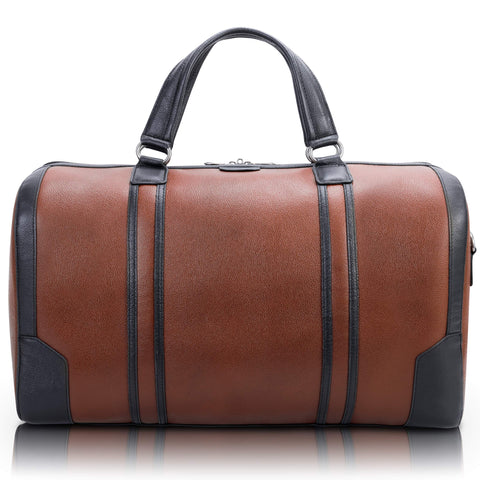 McKlein Kinzie, Pebble Grain Calfskin Leather, 20" Two-Tone, Tablet Carry-All Duffel, Duffel Bags, Travel Duffel Bag, Weekender Bags, Overnight bags, Large Capacity Travel Bag Crossbody bag