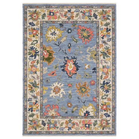 Oriental Weavers Lucca Wool Blend Area Rug - 2889A - 2' x 3' - in Blue/Multi - Vintage Inspired, Wool Blend, Entryway, Bathroom Accent Rug