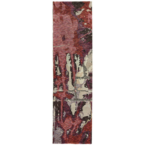Oriental Weavers Evolution Area Rug - 8028B - 2'6" x 12' - in Red/Beige - Modern Style, Stain Resistant, Family and Pet Friendly, Entryway, Hallway Runner Rug