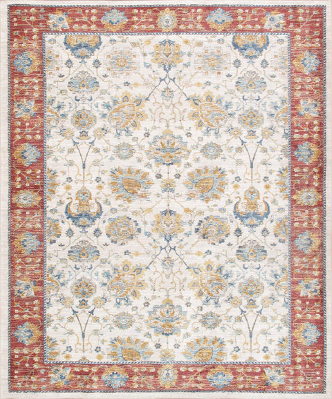 Pasargad Home Heritage Collection Polypropyle & Polyester Ivory / Rust Patterned Living Room Bedroom Dining Home Office Area Rug 8' 0" X 10' 0"