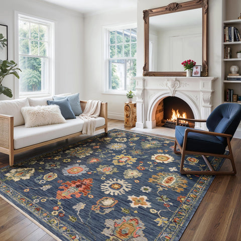Oriental Weavers Lucca Wool Blend Area Rug - 2863B - 2' x 3' - in Blue/Multi - Vintage Inspired, Wool Blend, Entryway, Bathroom Accent Rug