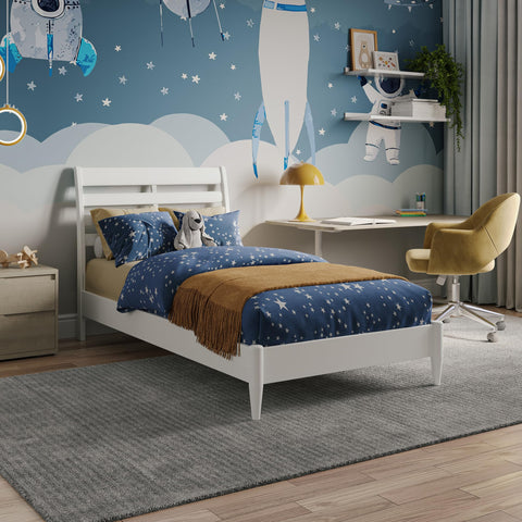 AFI, Savannah Twin Solid Wood Low Profile Platform Bed, White