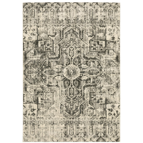 Oriental Weavers Florence Area Rug - 4333W - 9'10" x 12'10" - in Charcoal/Ivory - Vintage Inspired, Stain Resistant, Family and Pet Friendly, Family, Dining, Living Room Rug