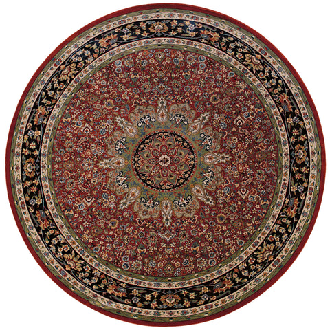 Oriental Weavers Ariana Area Rug - 116R3-8' Round - in Red/Blue - Vintage Inspired, Stain Resistant, Family and Pet Friendly, Dining Room Rug