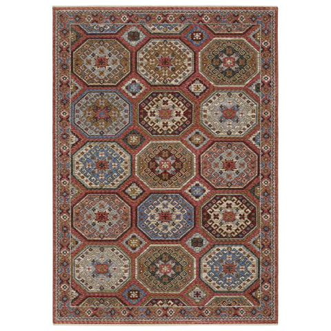Oriental Weavers Hastings Area Rug - HA05R - 9'10" x 12'10" - in Pink/Red - Eclectic Global Style, Stain Resistant, Family and Pet Friendly, Family, Dining, Living Room Rug