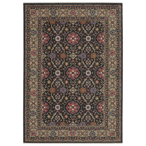Oriental Weavers Hastings Area Rug - HA07D - 9'10" x 12'10" - in Charcoal/Pink - Vintage Inspired, Stain Resistant, Family and Pet Friendly, Family, Dining, Living Room Rug