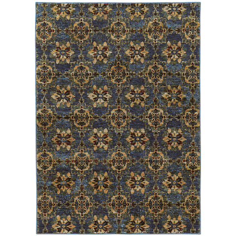 Oriental Weavers Andorra Area Rug - 6883C - 10' x 13'2" - in Blue/Gold - Vintage Inspired, Stain Resistant, Family and Pet Friendly, Family, Dining, Living Room Rug