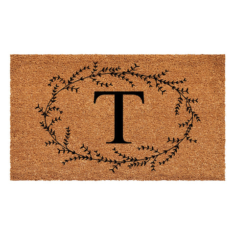 Calloway Mills Rustic Leaf Vine Monogrammed Doormat, Letter (36" x 72", T)