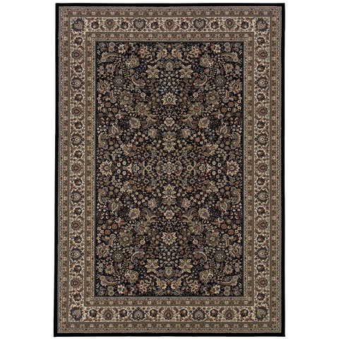 Oriental Weavers Ariana Area Rug - 213K8-5'3" x 7'9" - in Black/Ivory - Vintage Inspired, Stain Resistant, Family and Pet Friendly, Bedroom, Office Rug