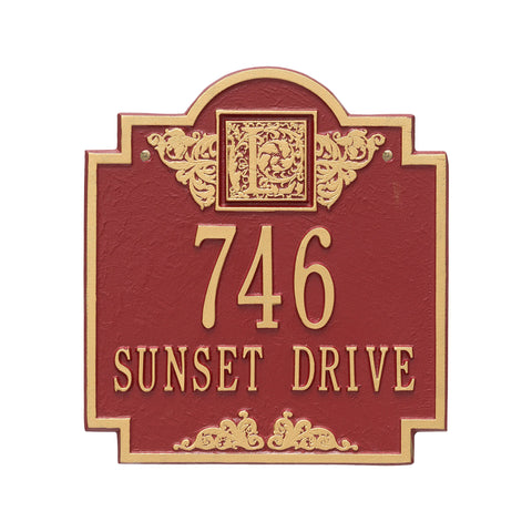 Whitehall Monogram - Standard Wall - Two Line- Red/Gold