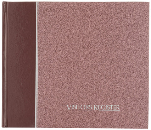 National Visitors Register Book, Hard Cover, Sewn Binding, Ribbon Marker, 8.5" x 9.875", 64 Log-In Sheets, Burgundy (57803)