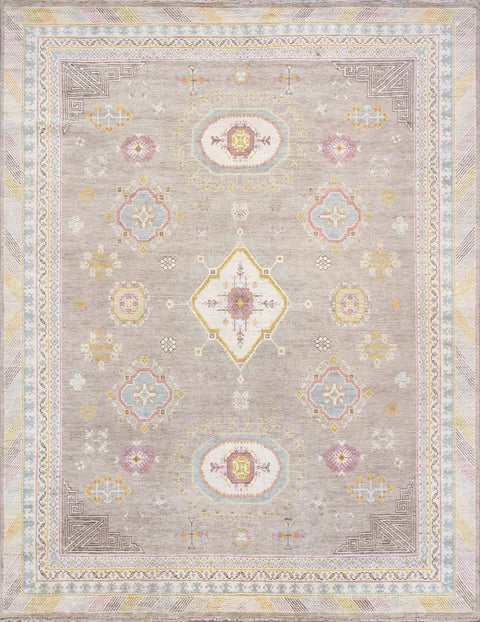 Pasargad Home Khotan Collection Wool Area Rug, Hand-Knotted Construction Rugs for Living Room, Bedroom, Luxury Room - 9' 0" X 12' 0", Camel/Beige