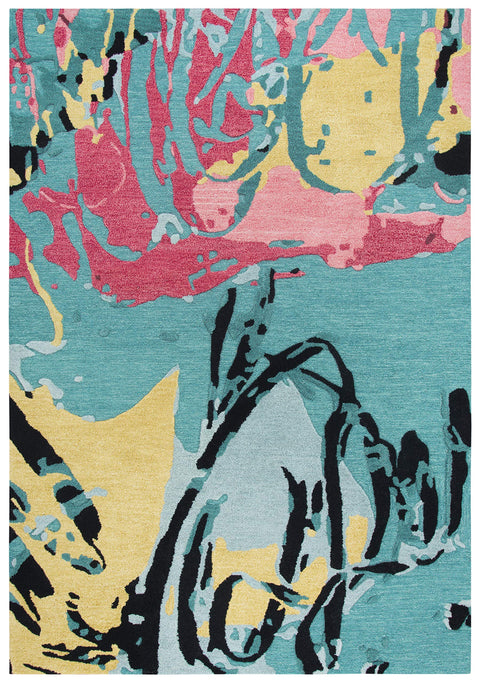 Rizzy Home Teal 5'x8' Area Rug - Connie Post Collection CNP102 Wool