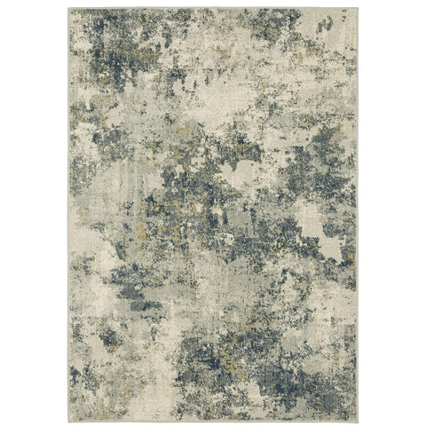 Oriental Weavers Branson Area Rug - BR12A - 7'10" x 10' - in Beige/Teal - Modern Style, Stain Resistant, Family and Pet Friendly, Dining, Living Room Rug