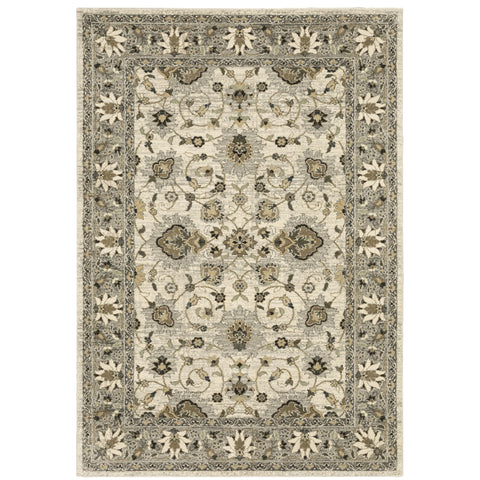 Oriental Weavers Florence Area Rug - 5508I - 6'7" x 9'6" - in Beige/Grey - Vintage Inspired, Stain Resistant, Family and Pet Friendly, Dining, Living Room Rug