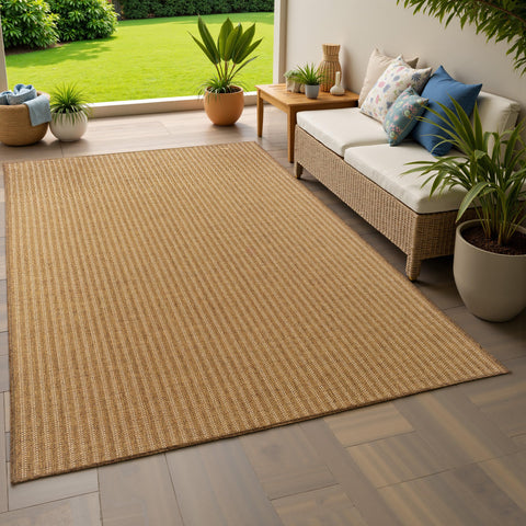 Oriental Weavers Karavia Indoor/Outdoor Rug - 550X3-3'7" x 5'6" - in Brown/Light Brown - Classic Casual Style, Water, Stain and Fade Resistant, Hose Clean, Patio, Outdoor Living Area Rug