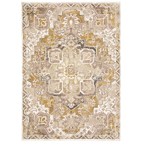 Oriental Weavers Maharaja Area Rug - 661C1-7'10" x 10'10" - in Gold/Ivory - Vintage Inspired, Stain Resistant, Family and Pet Friendly, Dining, Living Room Rug