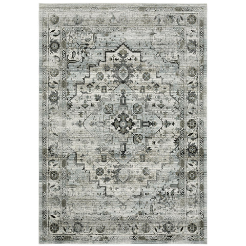 Oriental Weavers Gemini Area Rug - 020Z2-9'10" x 12'10" - in Grey/Blue - Modern Style, Stain Resistant, Family and Pet Friendly, Family, Dining, Living Room Rug