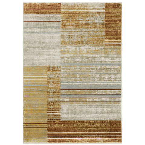 Oriental Weavers Bauer Area Rug - 090R2-7'10" x 10'10" - in Rust/Gold - Modern Style, Recycled PET Fibers, Stain Resistant, Dining, Living Room Rug