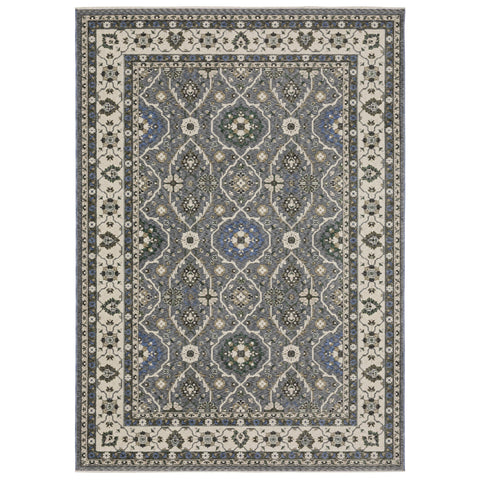 Oriental Weavers Hastings Area Rug - HA07H - 5'3" x 7'6" - in Blue/Grey - Vintage Inspired, Stain Resistant, Family and Pet Friendly, Bedroom, Office Rug
