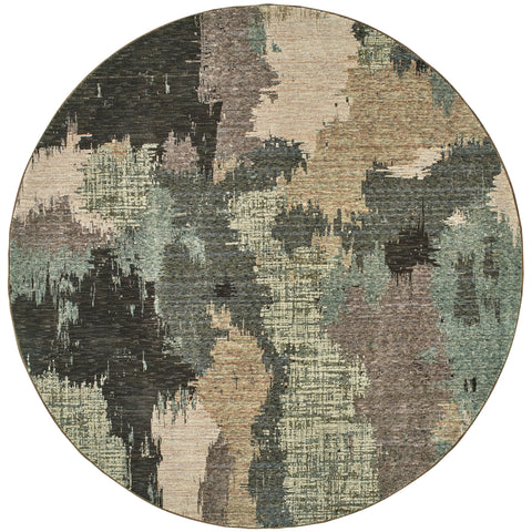 Oriental Weavers Evolution Area Rug - 8011B - 7'10" Round - in Blue/Brown - Modern Style, Stain Resistant, Family and Pet Friendly, Dining Room Rug