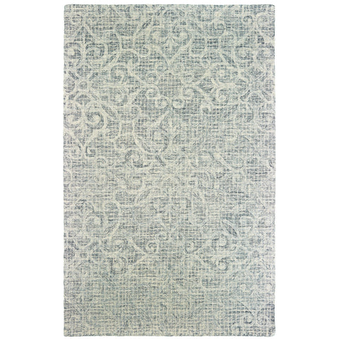 Oriental Weavers Tallavera Hand-Made Wool Area Rug - 55602-8' x 10' - in Grey/Ivory - Global Style, Hand-Made Wool Rugs, Dining, Living Room Rug