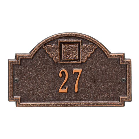 Monogram Petite House Number Wall Plaque in Antique Copper