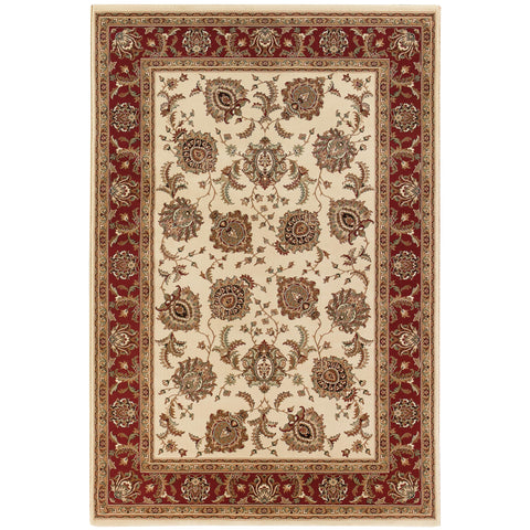 Oriental Weavers Ariana Area Rug - 117J3-7'10" x 11' - in Ivory/Red - Vintage Inspired, Stain Resistant, Family and Pet Friendly, Dining, Living Room Rug