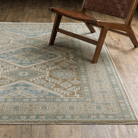 Oriental Weavers Maeve Area Rug - MAE08-9'10" x 12'10" - in Brown/Blue - Vintage Inspired, Stain Resistant, Family and Pet Friendly, Family, Dining, Living Room Rug