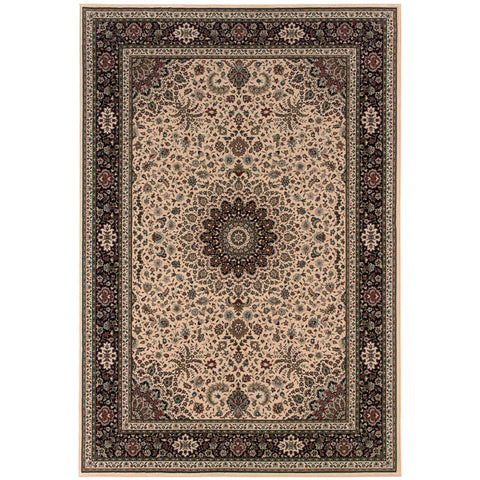 Oriental Weavers Ariana Area Rug - 095I8-2' x 3' - in Ivory/Black - Vintage Inspired, Stain Resistant, Family and Pet Friendly, Entryway, Bathroom Accent Rug