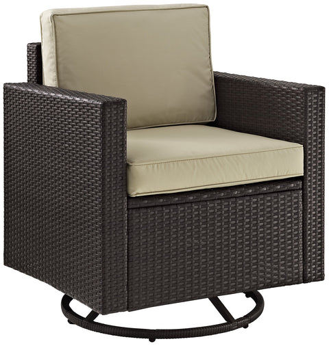 Palm Harbor Wicker Swivel Rocker Outdoor Chair Sand/Brown