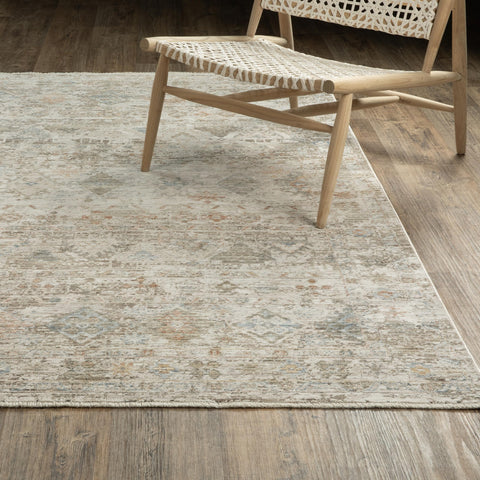 Oriental Weavers Avalon Machine Woven Area Rug - AVA05-2'7" x 7'7" - in Beige/Grey - Traditional Style Hallway, Entryway, Kitchen, Bathroom Rug