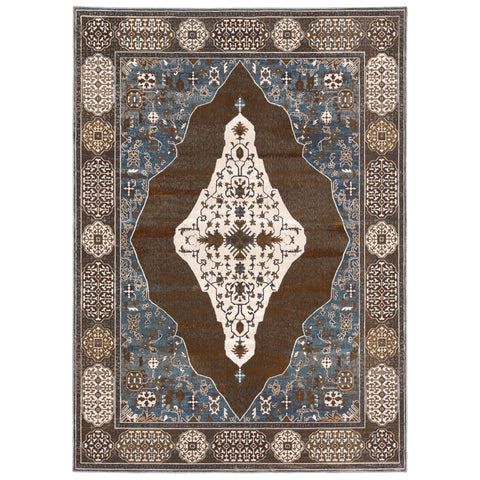 Oriental Weavers Ellington Area Rug - ELL06-7'10" x 10'10" - in Grey/Blue - Vintage Inspired, Stain Resistant, Family and Pet Friendly, Dining, Living Room Rug