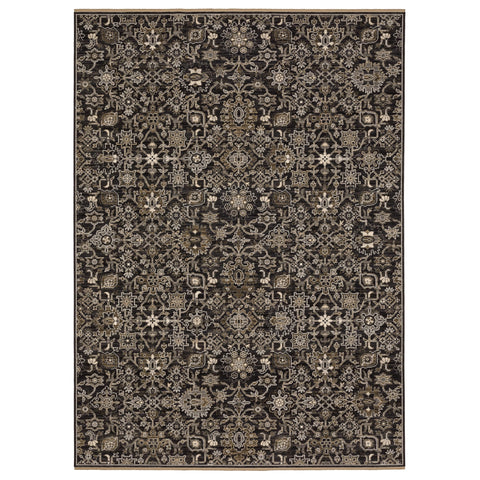 Oriental Weavers Acacia Machine Woven Area Rug - ACA05-6'7" x 9'6" - in Charcoal//Tan - Traditional Style Dining Room, Living Room, Family Room Rug