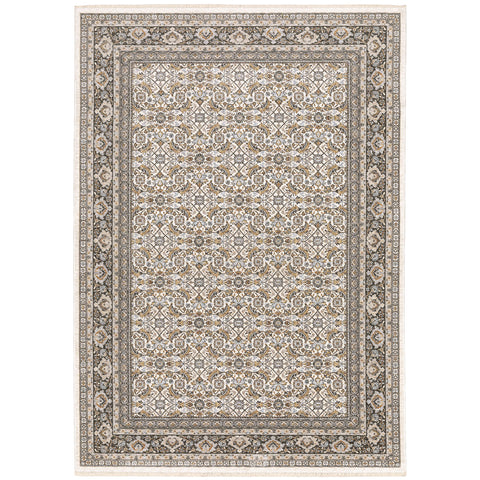 Oriental Weavers Maharaja Area Rug - 2061N - 5'3" x 7'6" - in Ivory/Grey - Vintage Inspired, Stain Resistant, Family and Pet Friendly, Bedroom, Office Rug