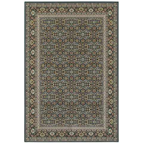 Oriental Weavers Kashan Area Rug - 180L1-9'10" x 12'10" - in Navy/Multi - Vintage Inspired, Stain Resistant, Family and Pet Friendly, Family, Dining, Living Room Rug