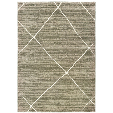Oriental Weavers Carson Area Rug - 9661A - 6'7" x 9'2" - in Grey/Ivory - Soft Modern Style Area Rug, Stain Resistant, Family and Pet Friendly, Dining, Living Room Rug