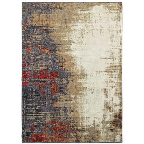 Oriental Weavers Evolution Area Rug - 8001A - 5'3" x 7'3" - in Ivory/Multi - Modern Style, Stain Resistant, Family and Pet Friendly, Bedroom, Office Rug