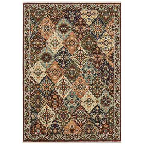 Oriental Weavers Lilihan Wool Blend Area Rug - 050X6-9'10" x 12'10" - in Red/Multi - Vintage Inspired, Wool Blend, Family, Dining, Living Room Rug