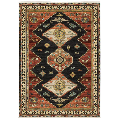 Oriental Weavers Lilihan Wool Blend Area Rug - 051K6-9'10" x 12'10" - in Charcoal/Multi - Southwestern Lodge Style, Wool Blend, Family, Dining, Living Room Rug