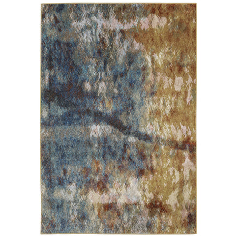 Oriental Weavers Venice Area Rug - 8123X - 5'3" x 7'3" - in Blue/Gold - Modern Style, Stain Resistant, Family and Pet Friendly, Bedroom, Office Rug