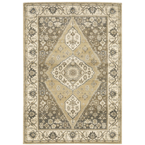 Oriental Weavers Florence Area Rug - 661I6-6'7" x 9'6" - in Beige/Grey - Vintage Inspired, Stain Resistant, Family and Pet Friendly, Dining, Living Room Rug