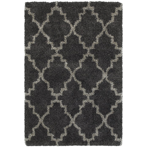 Oriental Weavers Henderson Shag Area Rug - 092K1-6'7" x 9'6" - in Charcoal/Grey - Plush Soft Shag, Modern Style, Stain Resistant, Cushion Feel, Dining, Living Room Rug