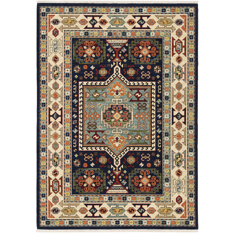 Oriental Weavers Lilihan Wool Blend Area Rug - 041H6-9'10" x 12'10" - in Blue/Ivory - Vintage Inspired, Wool Blend, Family, Dining, Living Room Rug
