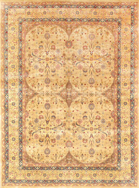 Pasargad Home Baku Collection Lamb's Wool Area Rug- Hand-Knotted Construction, Patterned Rugs for Living Room, Bedroom, Home Dining, 7' 8" X 10' 1", Camel/Gold
