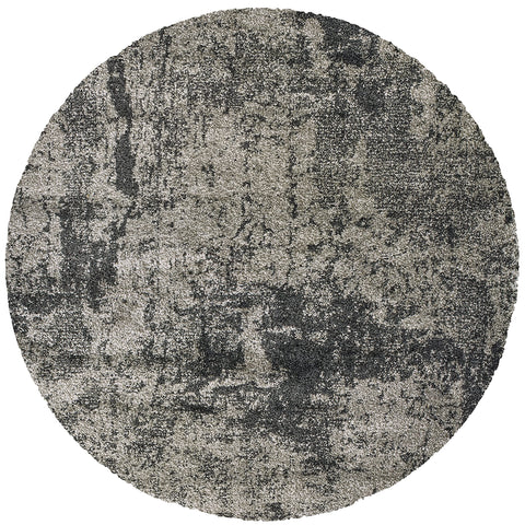 Oriental Weavers Henderson Shag Area Rug - 5503Z - 7'10" Round - in Grey/Charcoal - Plush Soft Shag, Modern Style, Stain Resistant, Cushion Feel, Dining Room Rug