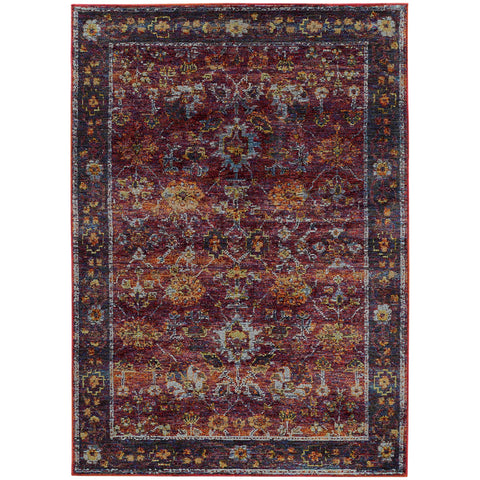 Oriental Weavers Andorra Area Rug - 7153A - 8'6" x 11'7" - in Red/Purple - Vintage Inspired, Stain Resistant, Family and Pet Friendly, Dining, Living Room Rug