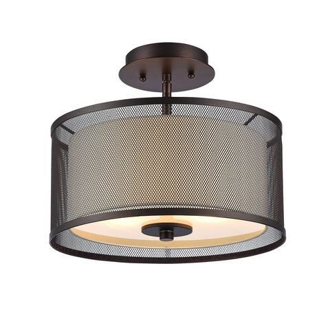 Chloe Audrey 2 Light Rubbed Bronze Semi-Flush Ceiling Fixture 13" Wide